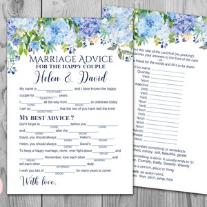 Hortangea Ehe Beratung Karten, Ehe Beratung Karten, Hochzeit Mad Libs, BrautDusche Mad Libs, Braut Mad Libs, Mad lib Beratung TH84 z