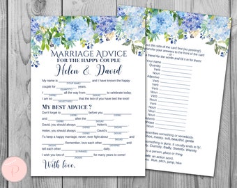 Hortangea Ehe Beratung Karten, Ehe Beratung Karten, Hochzeit Mad Libs, BrautDusche Mad Libs, Braut Mad Libs, Mad lib Beratung TH84 z