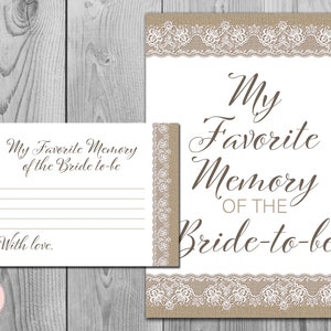 Lace My Favorite Memory of the Bride to-be, Memory Lane Game, Engagement Party, Bridal shower Game Printable, Instant Download TH79