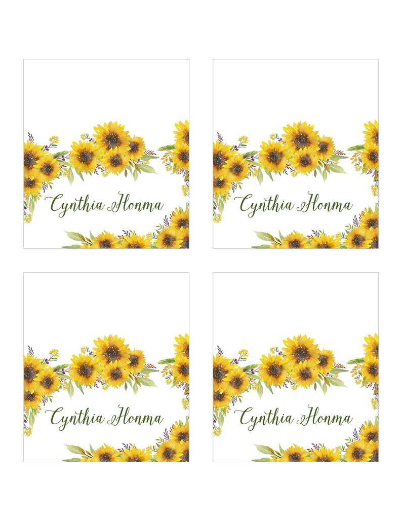 Free Printable Sunflower Name Tags