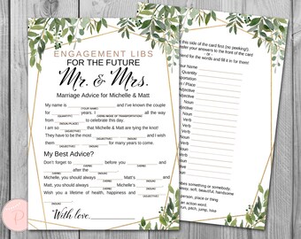 Greenery Verlobungskarten, Mad Libs, Hochzeit Mad Libs, Brautparty Mad Libs, Brautparty Spiel, Gästebuch, Hochzeitsrabattkarten, TH93