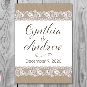 Burlap & Lace Personalized Welcome wedding sign, Printable Wedding Sign, Wedding Decoration Sign, Printable sign DIY Print TH79