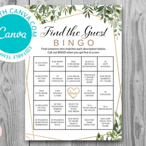 Carte modificabili Trova le carte Bingo degli ospiti, Bingo per addio al nubilato Coed stampabile, Gioco di bingo per rompighiaccio, Gioco per addio al nubilato Ice Breaker, TH93 canva