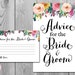 Advice for the Bride and Groom Card &amp; Sign, Printable Advice Cards ...