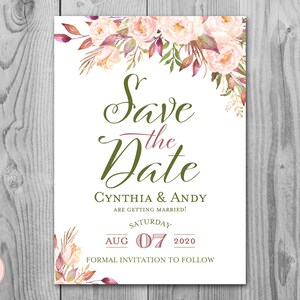 Salva l'invito al matrimonio Data, Invito Boho stampabile, Invito doccia da sposa, Invito di nozze TH46 WS43