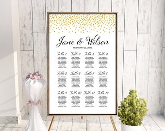 Gold Confetti Sprinkle Printable Wedding Seating Chart, Wedding Seating Poster, Wedding Seat Sign, Wedding Seating Board WD47 WC33