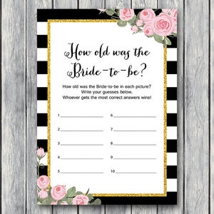 How old was the Bride to be Bridal Shower game, Guess the age of Bride, Bridal shower game, Bridal shower activity WD58 TH08 z