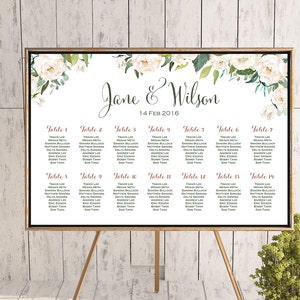 Wedding Seating Chart, Off-White Flower Printable Custom Wedding Seating Poster, Wedding Chart Sign, Wedding Seating Board - TH61 dd WC141