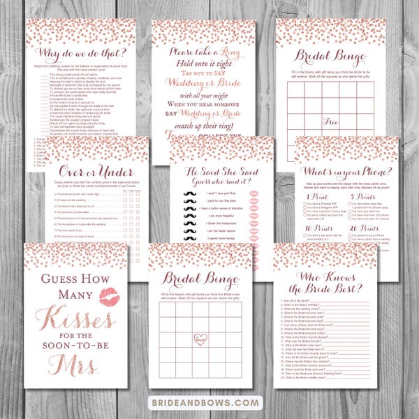 Rose Gold Brautdusche Spiele Paket, Instant Download, Brautdusche Spiel, Spiel Download, Brautdusche Aktivitäten TH68