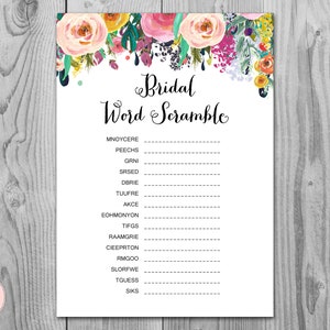 Bridal Word Scramble Bridal Shower Game, Unscramble, Bridal shower game, Bridal shower activity, Printable Game WD70 TH15