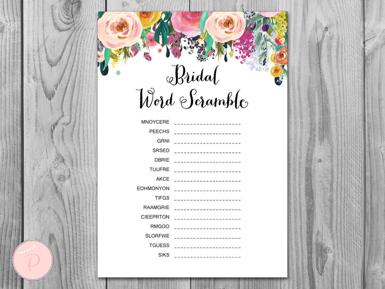 bridal word scramble bridal shower game unscramble bridal etsy