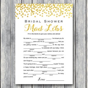 Gold Bridal Shower Mad Libs, Hochzeits Rat Karten, Hochzeit Mad Libs, Bridal Shower Mad Libs, Braut Mad Libs, Mad Lib Rat Karten TH22