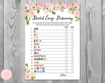 BridalEmoji Bridal Shower Game, Printable Emojigame, Peonies bridal shower, bridalemoji, Bridal shower activity, Printable WD67 TH13