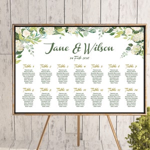 Hortensia bloem afdrukbare aangepaste bruiloft zitplaatsen grafiek, bruiloft zitplaatsen poster, bruiloft zitplaatsen teken, bruiloft zitplaatsen Board-WC143