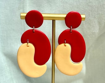 Funky Two-Toned Polymer Clay Dangle Earrings