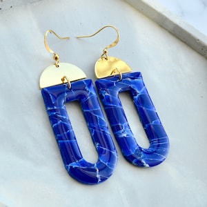 Lapis Lazuli Polymer Clay Earrings Various Styles Slim dangle hoops