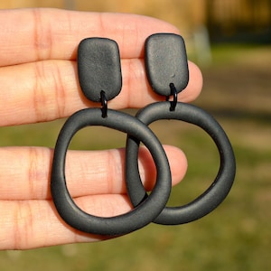 Imperfect Circle Clay Hoop Earrings, Multiple Colors Available, Gift for Her