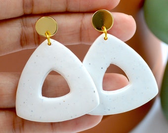 Triangle Hoop Earrings, Multiple Colors Available / Handmade Clay Jewelry, Gift for Her