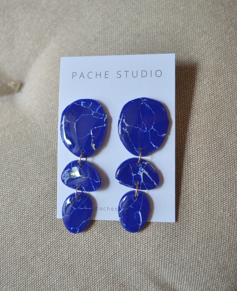 Lapis Lazuli Polymer Clay Earrings Various Styles image 9