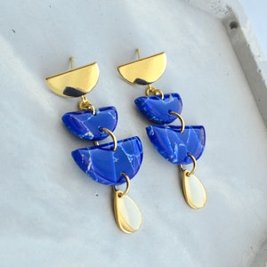 Lapis Lazuli Polymer Clay Earrings Various Styles image 1