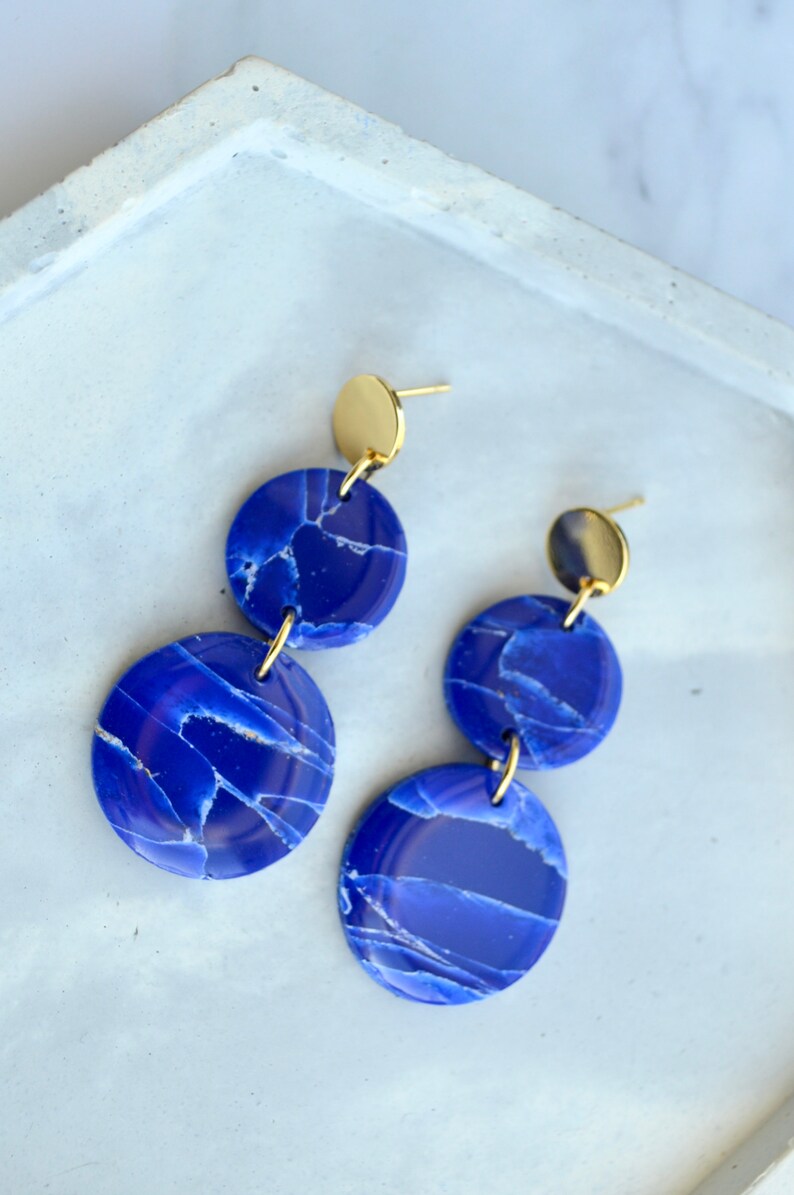 Lapis Lazuli Polymer Clay Earrings Various Styles image 3