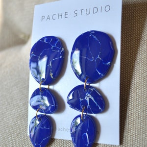 Lapis Lazuli Polymer Clay Earrings Various Styles Abstract shapes