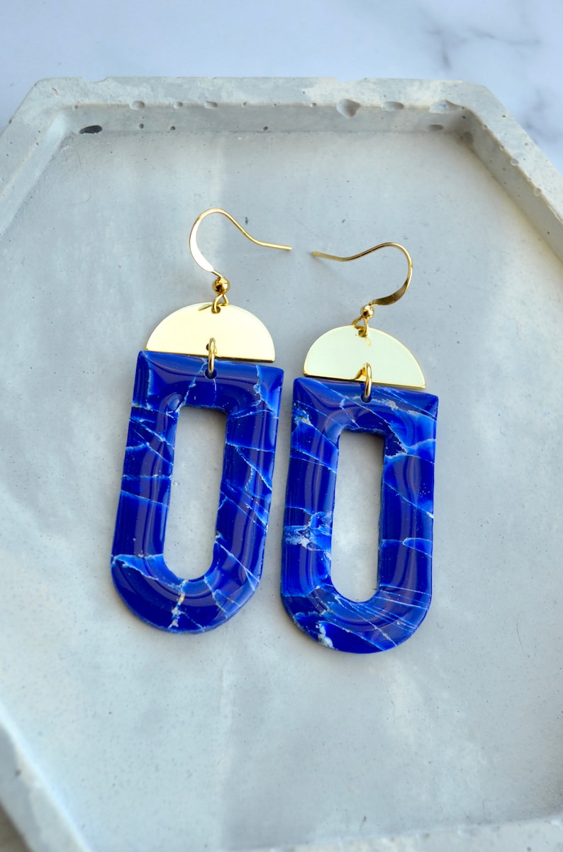 Lapis Lazuli Polymer Clay Earrings Various Styles image 7