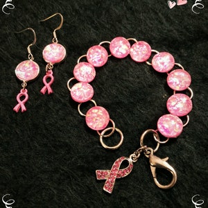 Breast Cancer Awareness bracelet & earring set