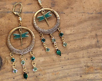 Sadie Green's Limited Edition Dragonfly Earrings with Swarovski Crystals