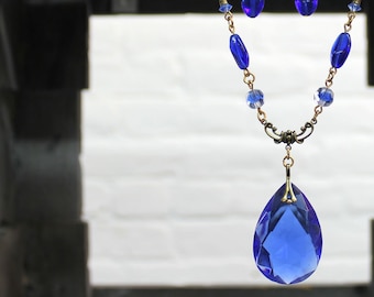 Sadie Green's Bright Cobalt Glass Necklace and Earrings Set