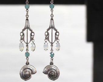 Sadie Green's Limited Edition Shell Earrings with Swarovski Crystals in Silver or Brass