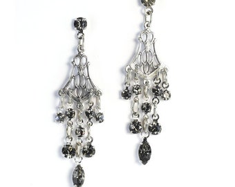 Sadie Green's Austrian Crystal Cascading Earrings in Silver 976-SP