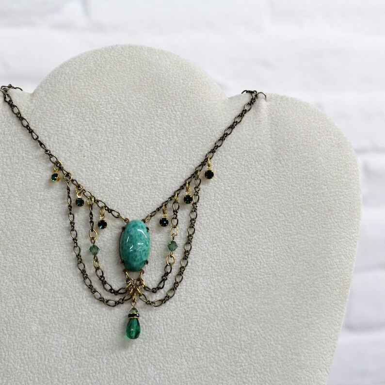 Sadie Green's Vintage Glass Necklace Accented With Swarovski Crystals ...