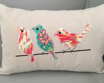 Appliqued Bird Pillow