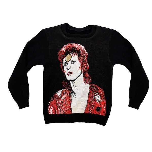 David Bowie Moonage Daydream Knit Sweater - Vintage Rock Unisex Sweater, Gift for Music Fans