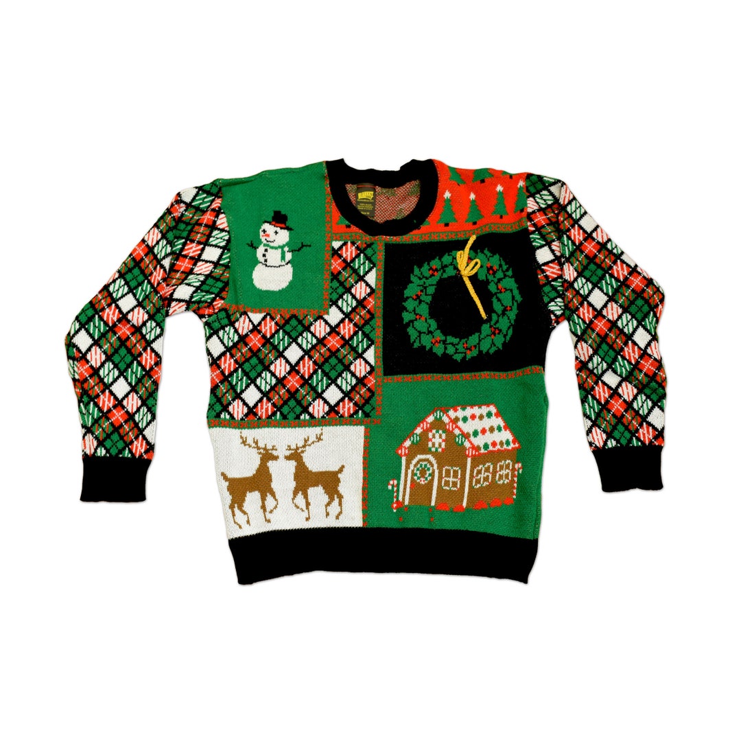 Patchwork Ugly Christmas Sweater Festive Knit Unisex Christmas Sweater