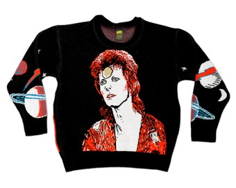 David Bowie Moonage Daydream Knit Sweater - Vintage Rock Unisex Sweater, regalo para los fans de la música