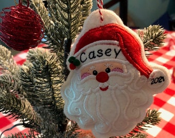 2024 SANTA Ornament - Felt Stuffed - Santa Claus - Choice of Skin Tone -Christmas Holiday Tree - Elf