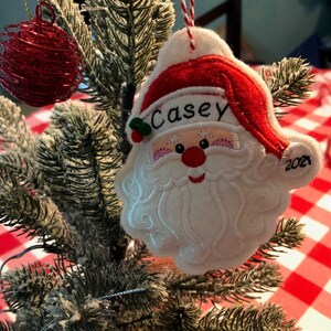 2024 SANTA Ornament - Felt Stuffed - Santa Claus - Choice of Skin Tone -Christmas Holiday Tree - Elf
