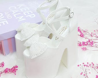 Pearl Platform Bridal Shoes: Crystal Stone Detail, Comfortable Wedding Heels