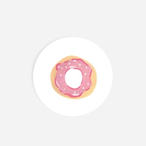 Donut Round Sticker | Watercolor Donut Stickers | Pink Donut Sticker | Cute Sticker | Food Sticker Sheet | Kids Stickers | Foodie Stickers |