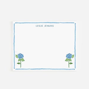 Blue Hydrangea Flat Stationery | Watercolor Floral Stationery | Cute Floral Notecard Set | Gifts for Her | Personalized Stationery | Notes