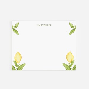 Lemon Leaf Stationery | Lemon Flat Notecards | Lemon Slice Stationery | Lemon Personalized Stationery | Custom Lemon Notes | Cute Stationery