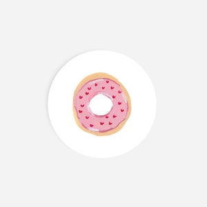 Donut Round Sticker | Watercolor Donut Stickers | Pink Donut Sticker | Cute Sticker | Food Sticker Sheet | Kids Stickers | Foodie Stickers |