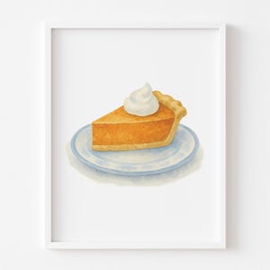 Pumpkin Pie Art Print | Watercolor Thanksgiving Decor | Fall Kitchen Wall Art | Autumn Pie Illustration | Cozy Unframed Food Print