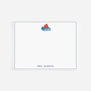 Personalized Teacher Stationery | Gingham Book Stack Stationery | Apple Teacher Stationary | Teacher Gift Notecards | Teacher Appreciation