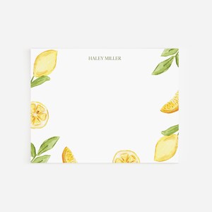 Lemon Leaf Stationery | Lemon Flat Notecards | Lemon Slice Stationery | Lemon Personalized Stationery | Custom Lemon Notes | Cute Stationery