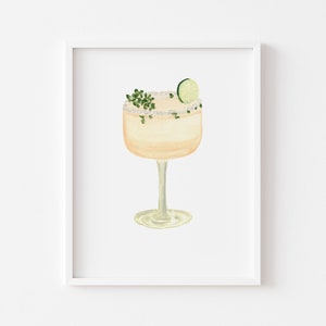 Bar Cart Art Print | Peach Cocktail Wall Art | Bar Cart Decor | Kitchen Wall Art | Cocktail Art Print | Watercolor Cocktail Art | Bar Decor