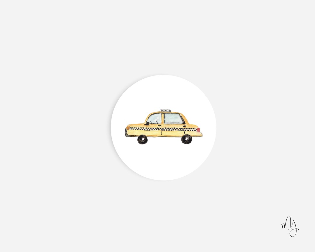 Yellow Cab Sticker Yellow Taxi Round Sticker | Cute Stickers | Envelope Seal Sticker ...
