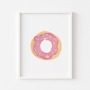 Pink Donut Art Print | Donut Wall Art | Watercolor Donuts | Valentines Donut Print | Dessert Art Print | Foodie Gifts | Pink Dotted Donuts
